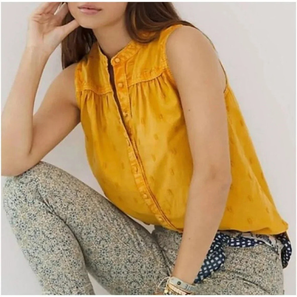Anthropologie Pilcro Adira Textured Buttondown Tank Top Blouse - Picture 1 of 6